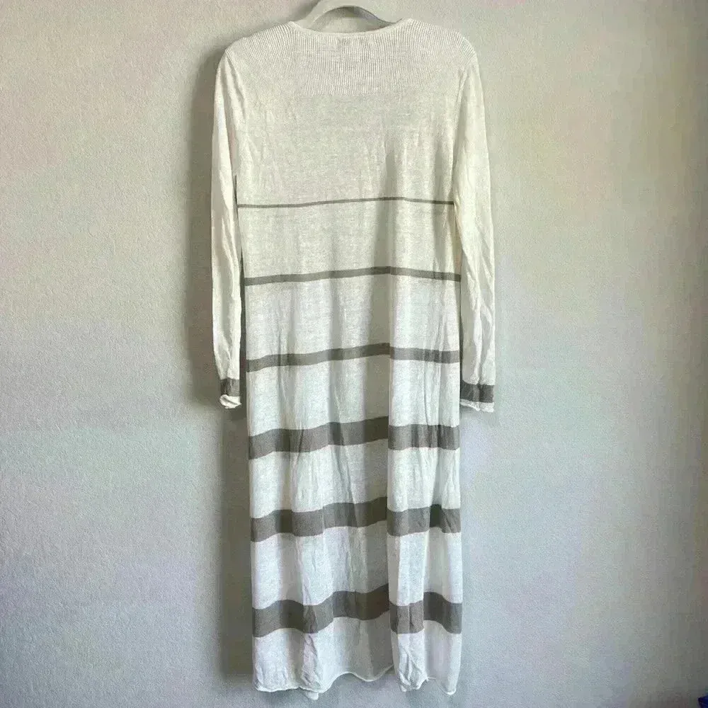 CAbi Women's Taupe Beige Bon Voyage Riviera Linen Blend Duster Sweater, Size M‎ - Image 4