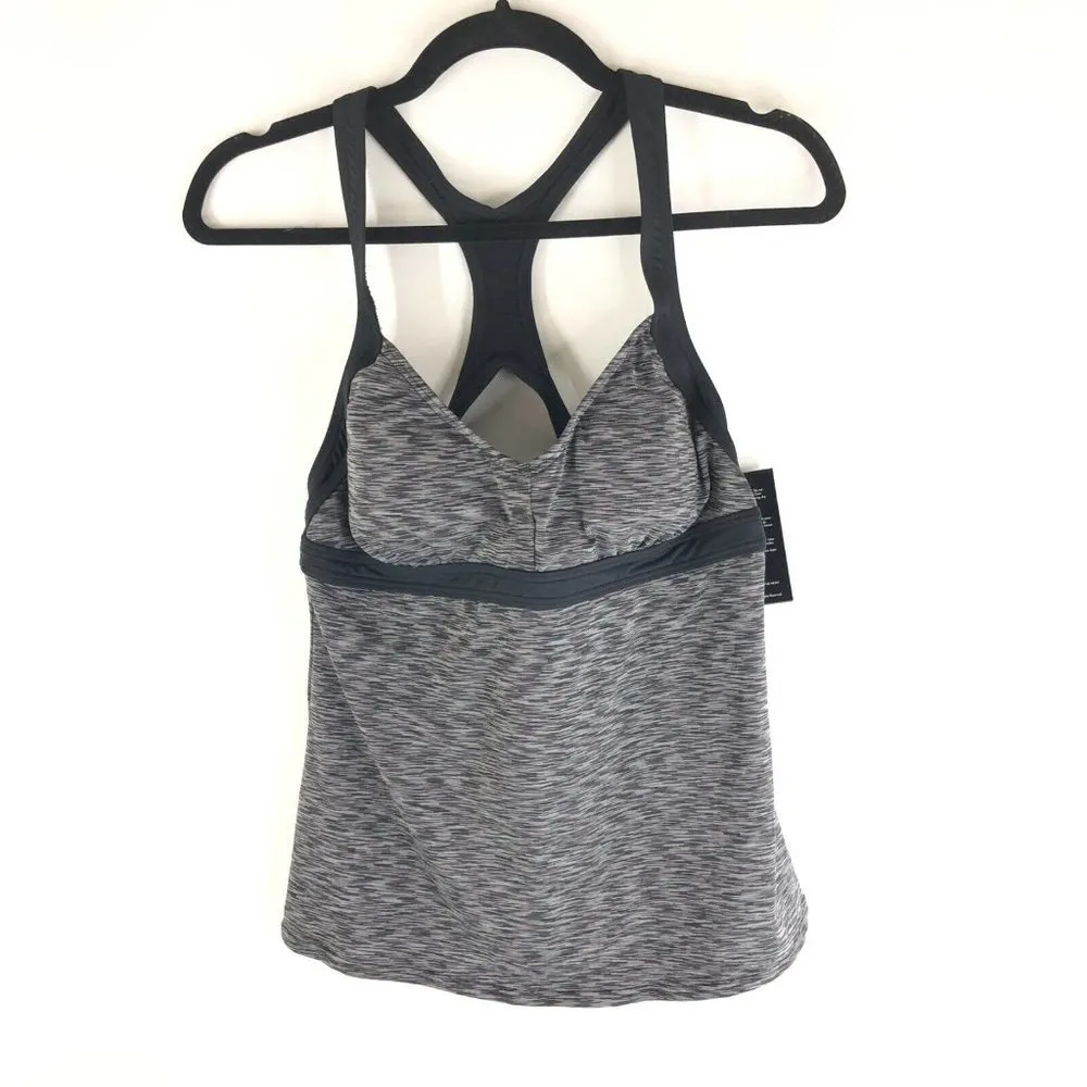 TYR Womens Sonoma Ambu Tankini Top Built In Bra Contour Cups Striped Gray L - Image 3