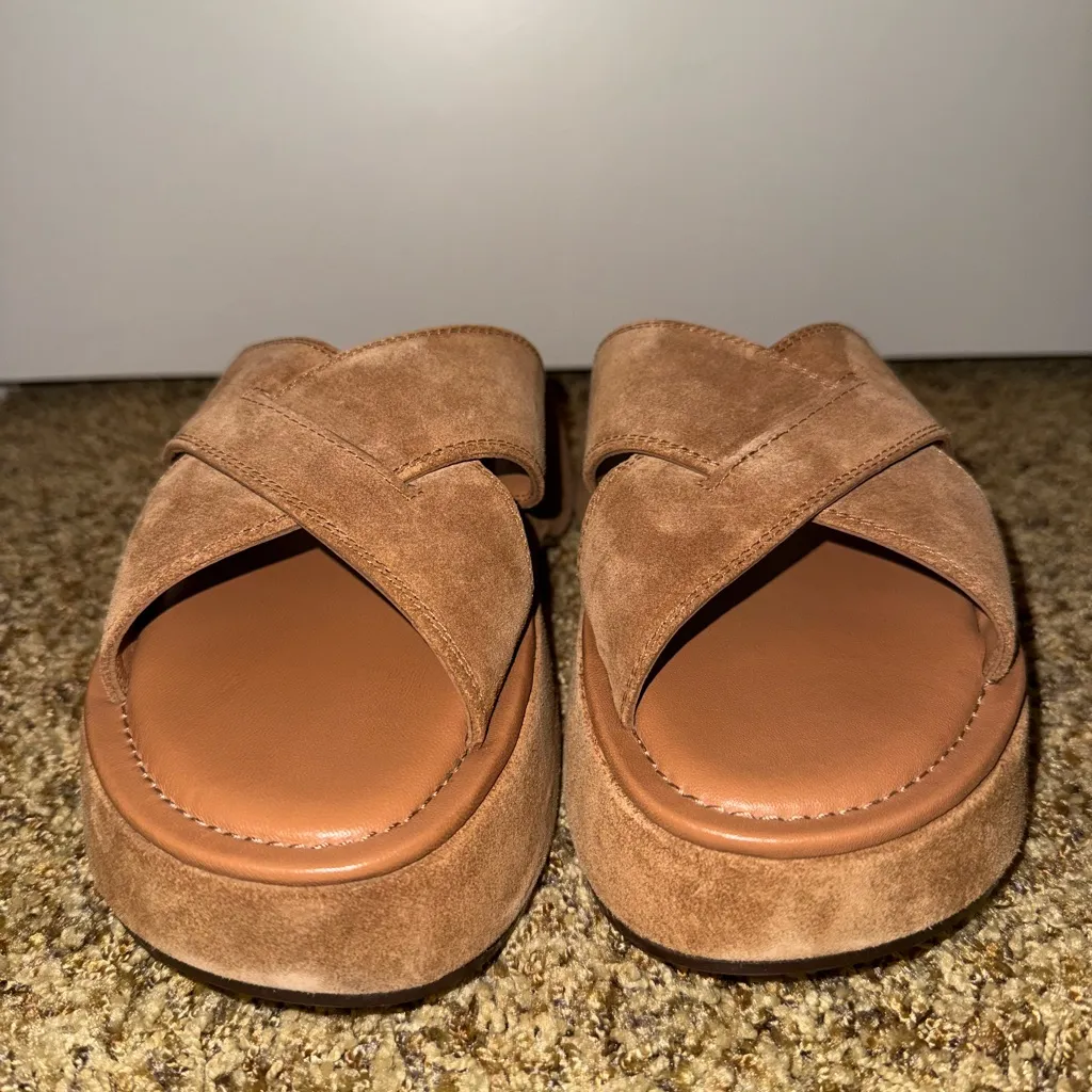 Free People Tan Suede Cross Strap Aubrey Sandals - Image 8