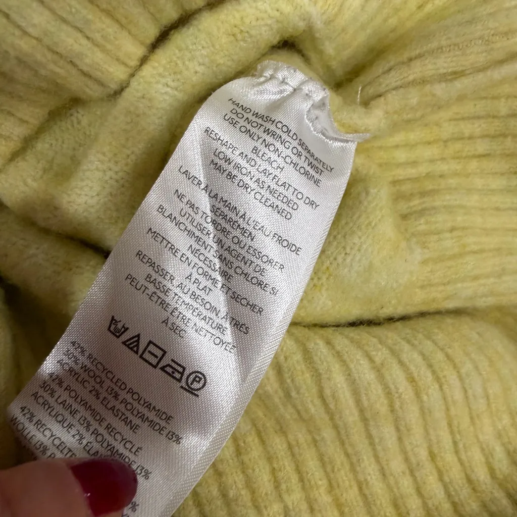 ANTHROPOLOGIE Pilcro Teddy Oversized Crewneck Yellow Sweater Sz XL - Image 6