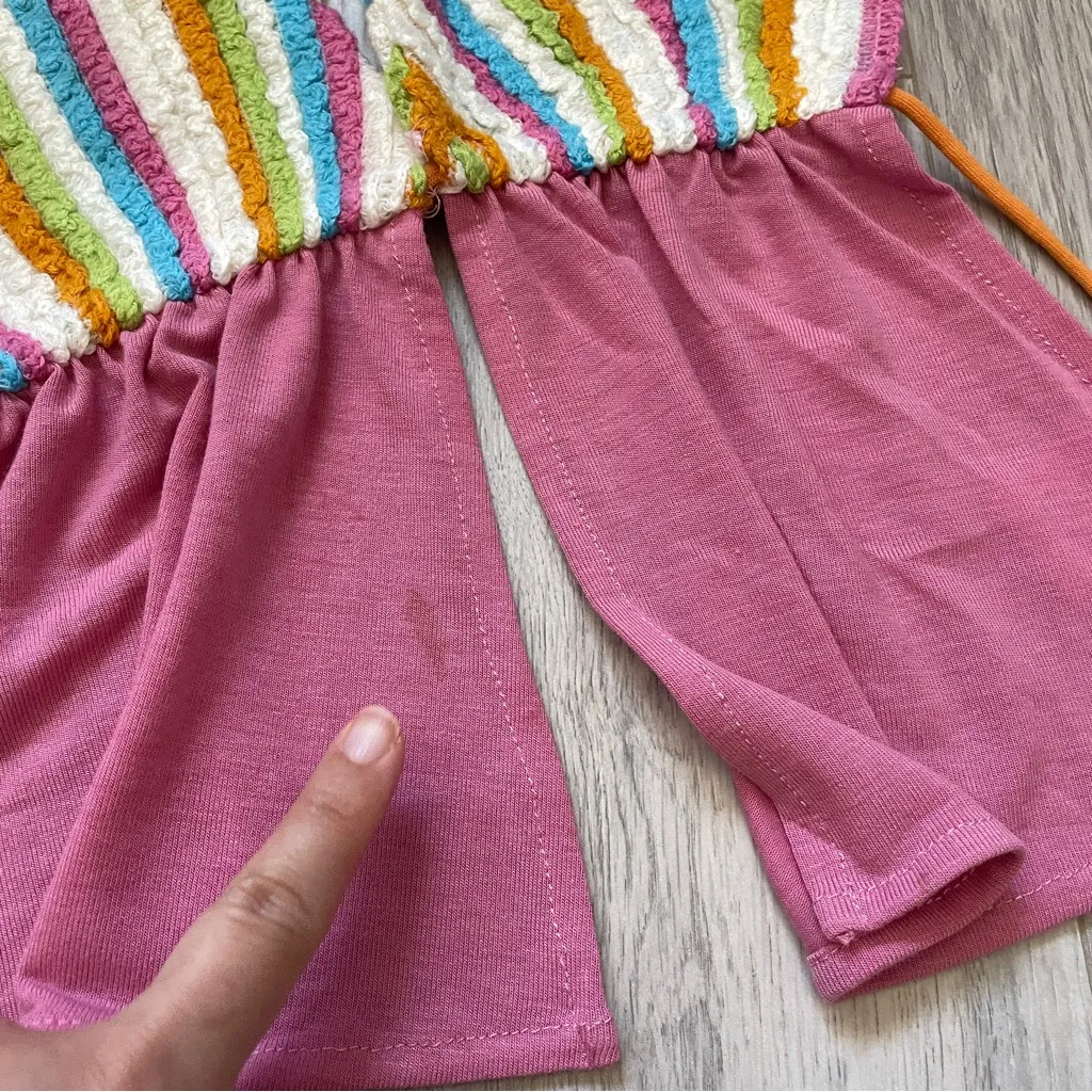 Jaded London Halter Tank Top plunge crochet striped womens Pink size 4 festival - Image 4