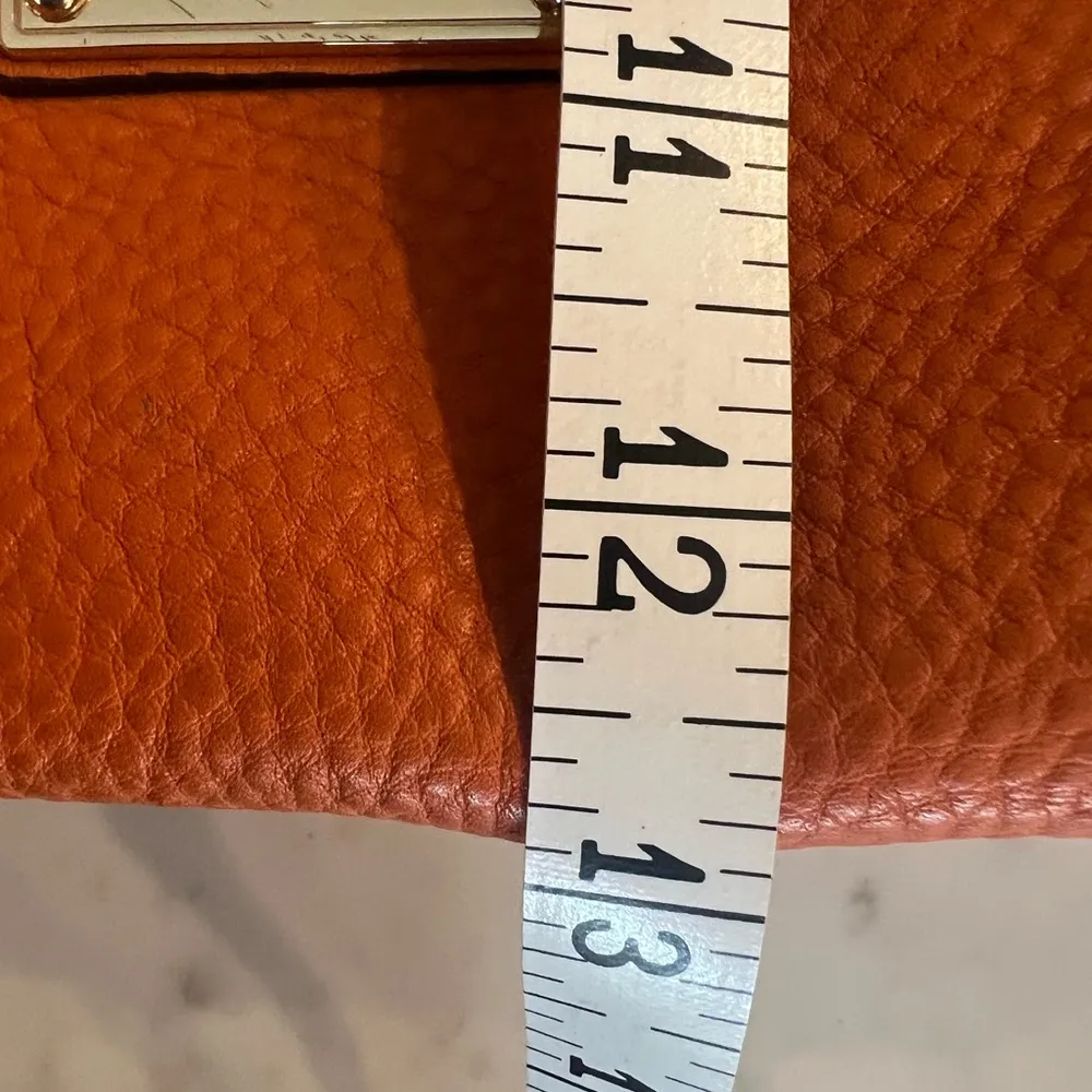 Michael Kors Orange Gold Studded Shoulder Hobo  Leather Bag Purse - Image 5