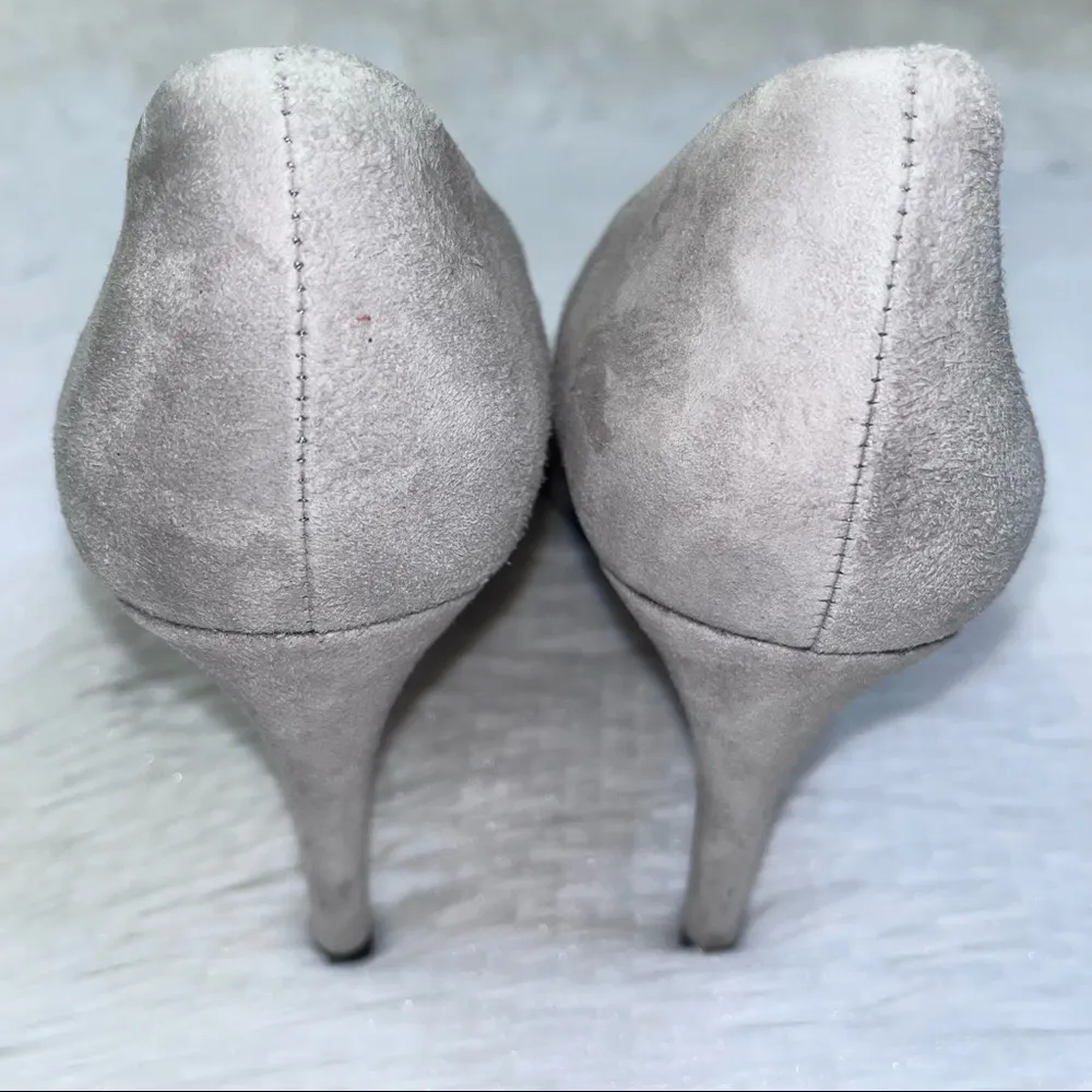 ZARA  Basic Grey Suede Rounded Point Toe Heels Pumps 38 - Image 6