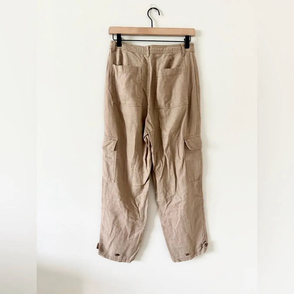 A New Day Linen Blend Straight Leg Cargo Pants in Tan - Size 2 - Image 6