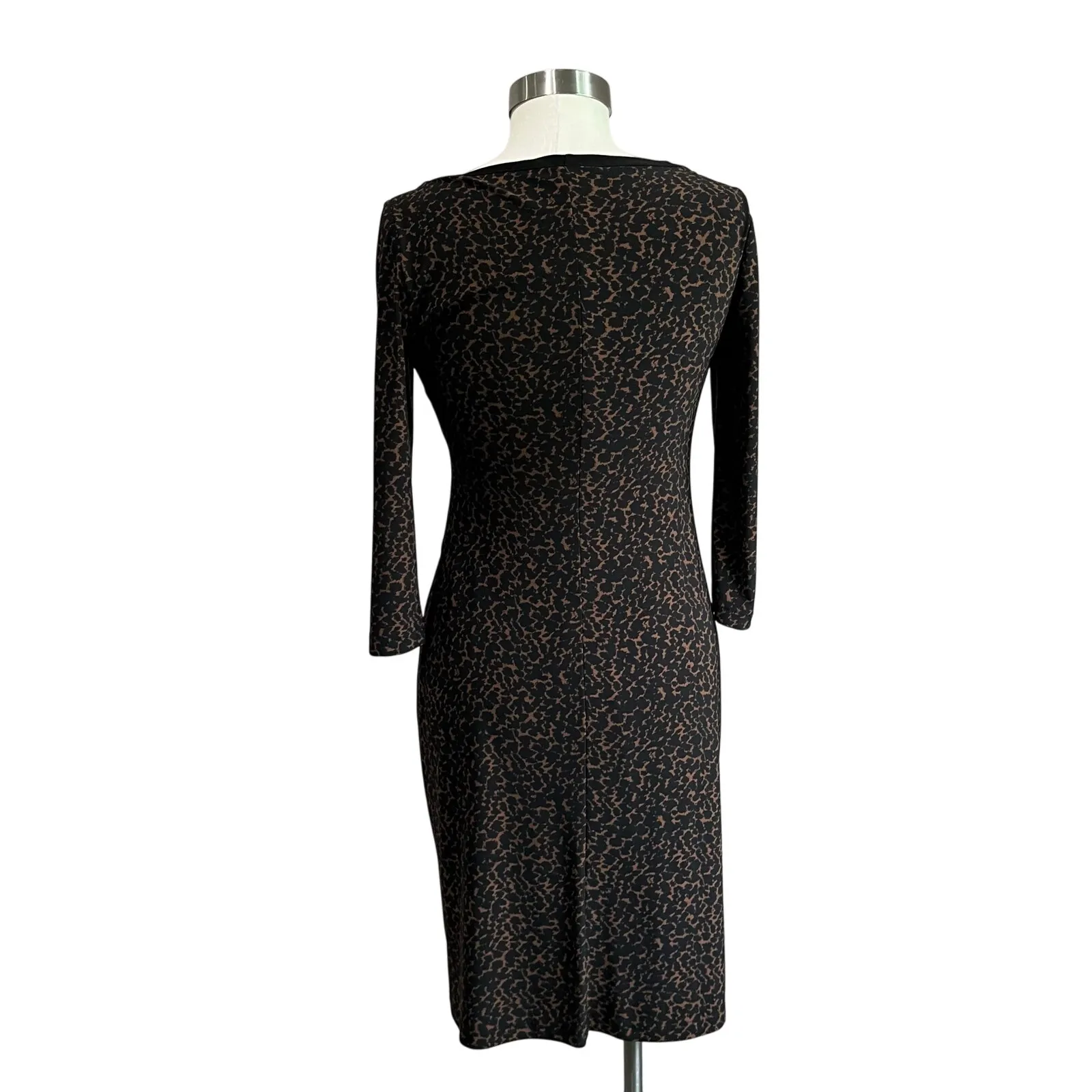 Lauren Ralph Lauren Women's Ruched Leopard Ruched Sheath Career Dress Size 6 - Image 3