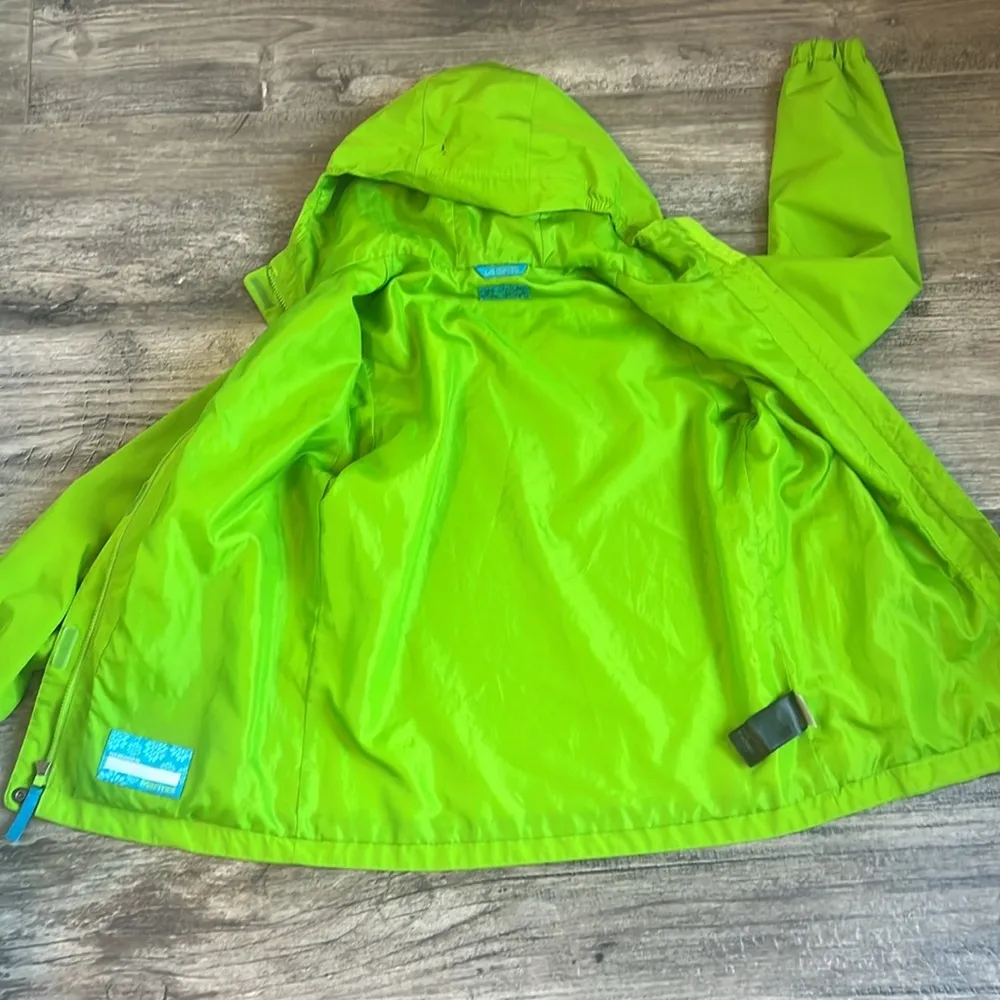 Marmot Womens Sz LARGE Jacket NEON GREEN Raincoat Windbreaker Full Zip Hood - Image 6
