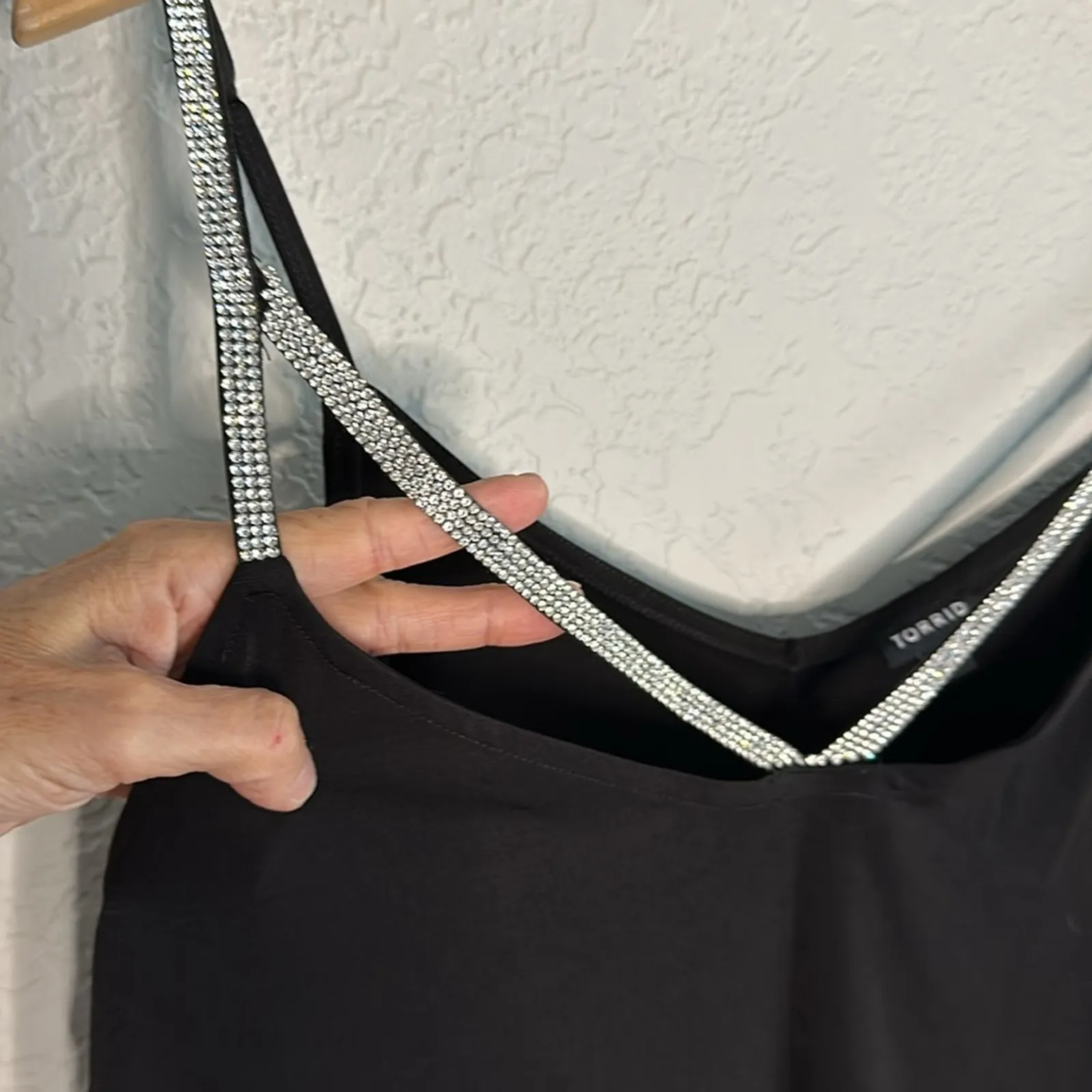 Torrid 3X Silver Black Camisole Glitter Beaded Straps Glam NYE Party Date Night - Image 2