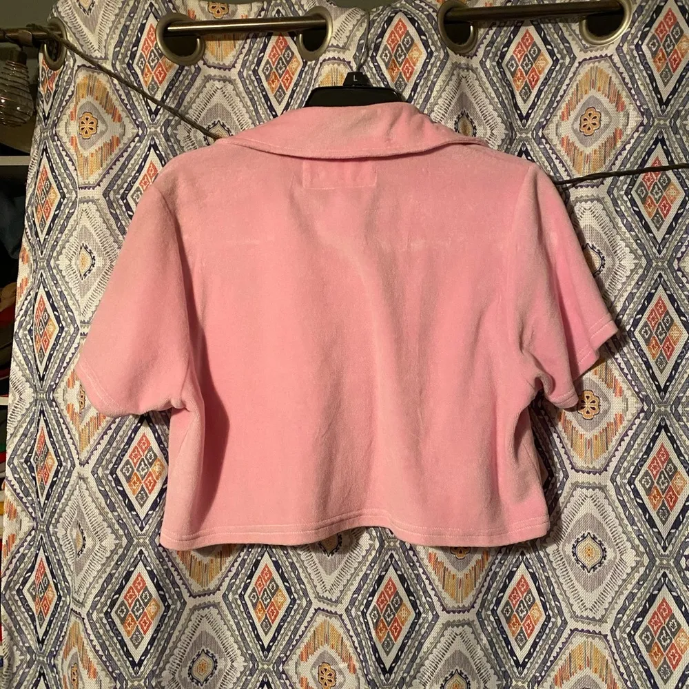 cropped terry cloth button up - Image 4