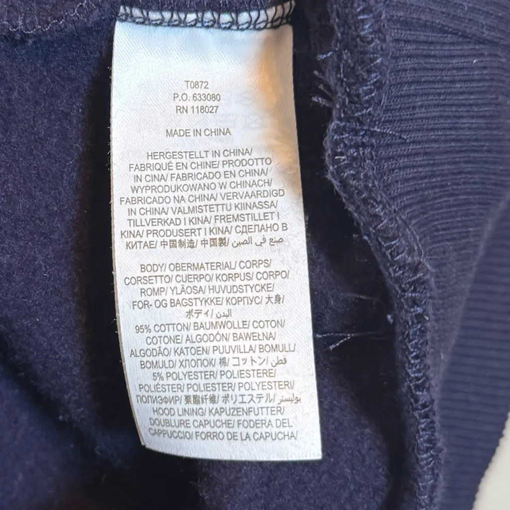 Boden Metallic Striped Sleeve Oversized Hoodie Blue Size 14 - Image 5