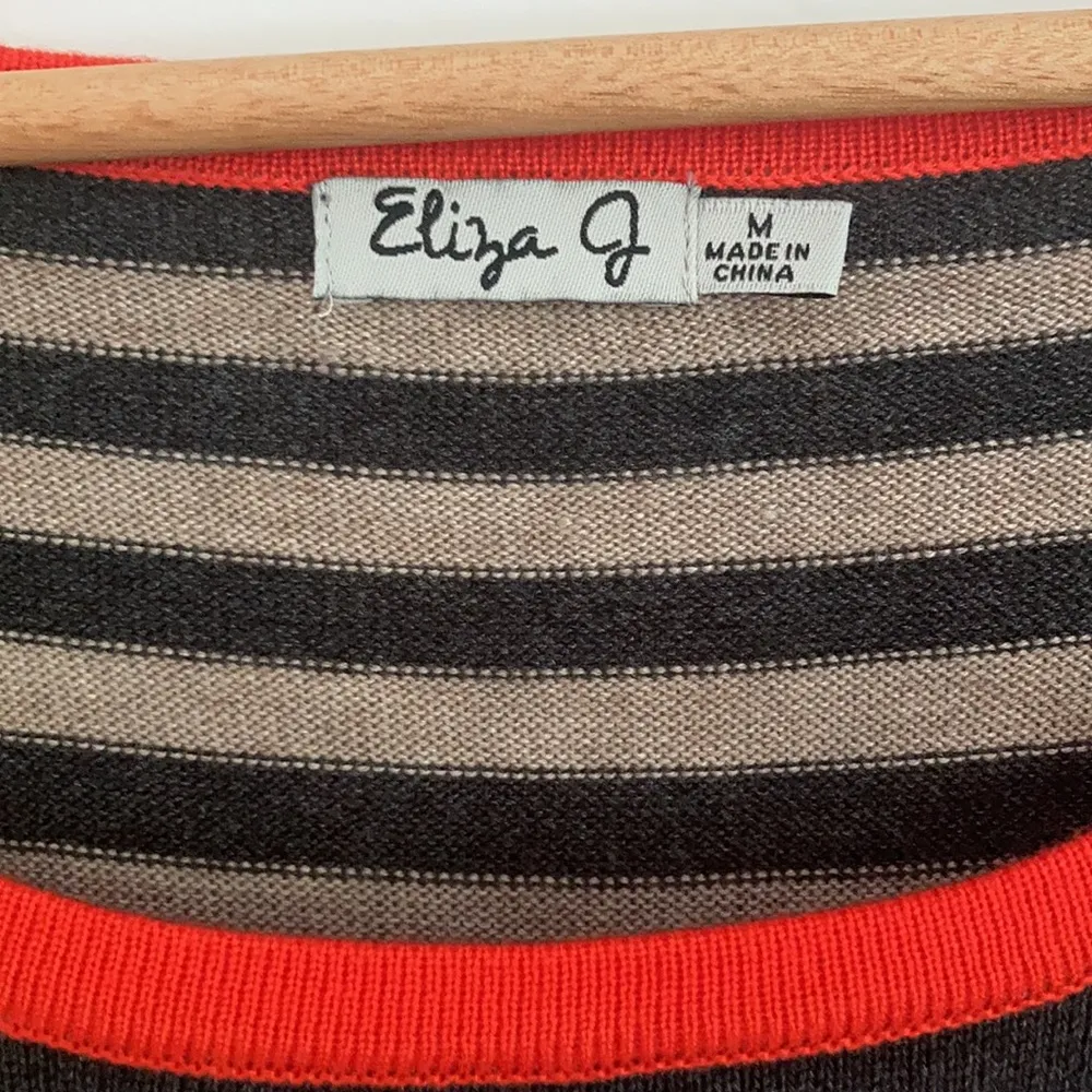 Eliza J Striped Fit and Flare Sweater Dress M - Image 4