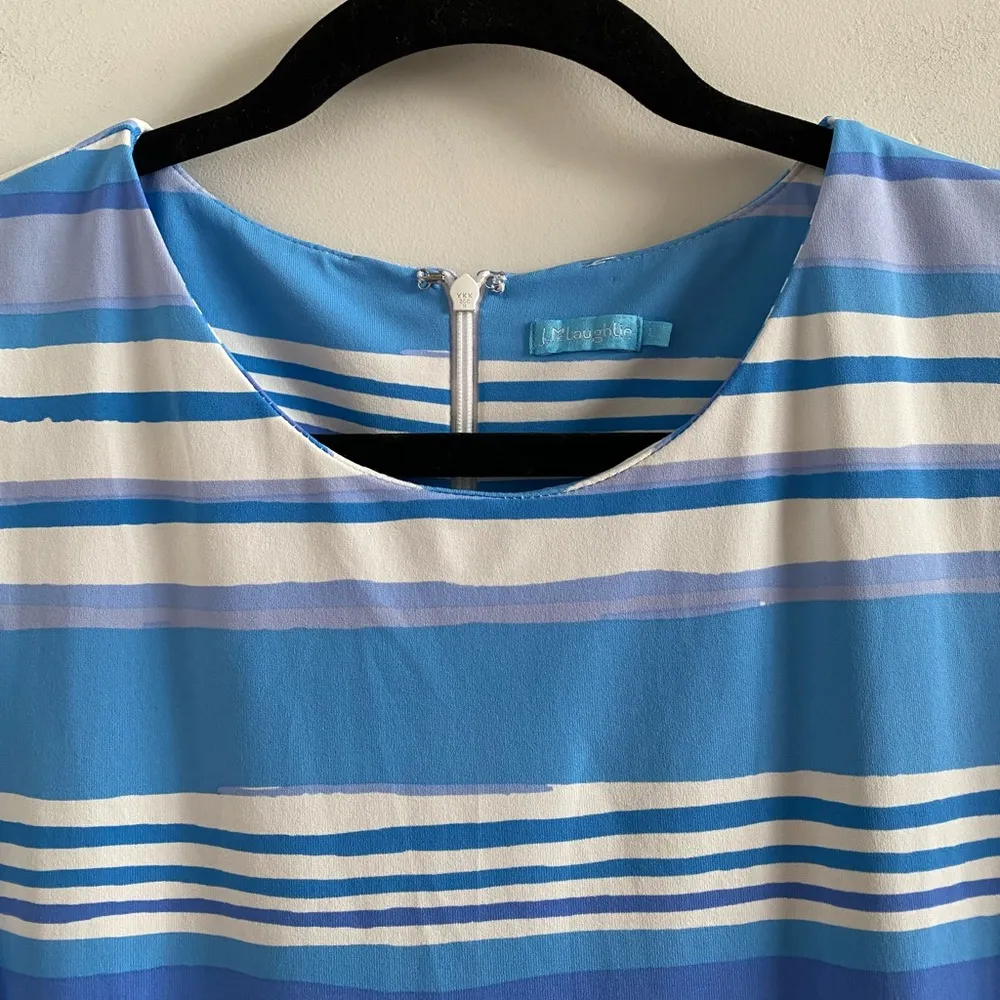 J. McLaughlin Catalina Cloth Blue Watercolor Stripe Sophia Dress Size L - Image 6