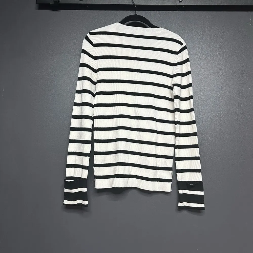 Theory Striped Crewneck Pullover Cuff Sleeve M - Image 6