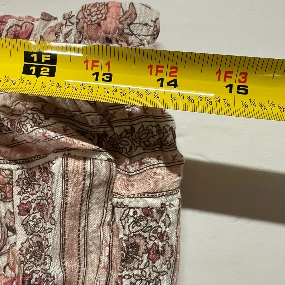 AMERICAN EAGLE Strapless Floral Paisley Print wide leg cropped Jumpsuit pockets - Image 11