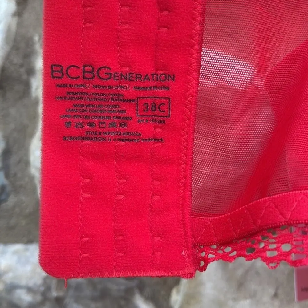 BCBGeneration  Multi-Style PUSH-UP Red lace bra size 38C NEW - Image 5