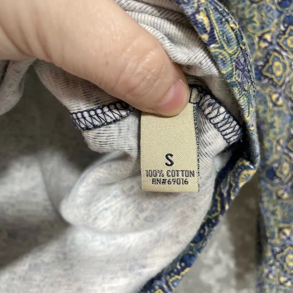 Ruff Hewn Blue Medallion Print Lace Up Front T-Shirt - Size Small - Long Sleeves - Image 6