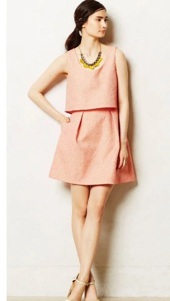 Anthropologie Erin by Erin Fetherston Coral Tiered Shift Dress - Image 3