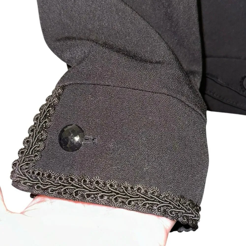Lana Lee Black Button Down Black Embroidered Western Style Jacket Blazer Size 12 - Image 3