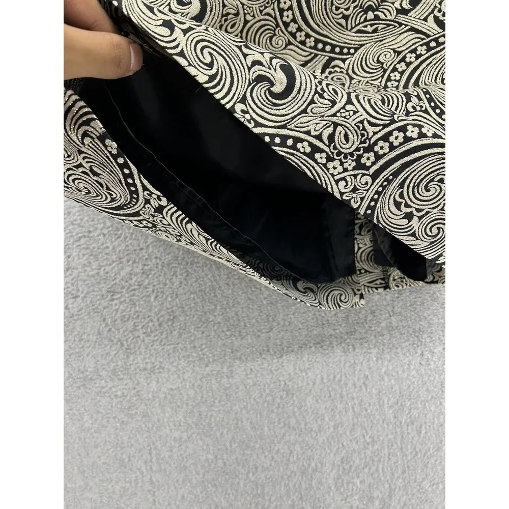 Ann Taylor Women's A Line Skirt Lined Size 8 Waves Print Metallic Fibers Black - Image 5