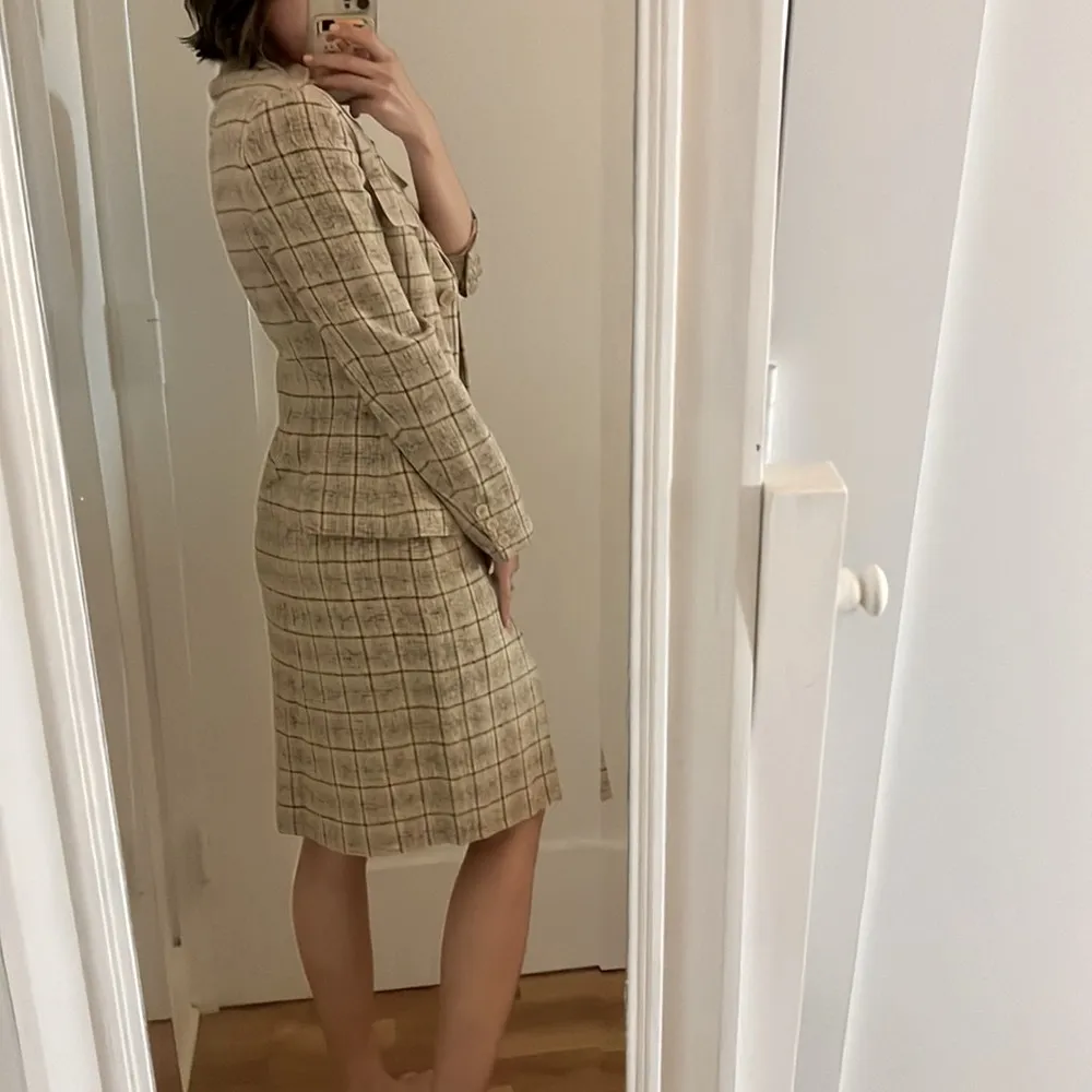 NWT Calvin Klein Collection Made in Italy Patterned Wool Linen Suit Set Size 2 - Image 3