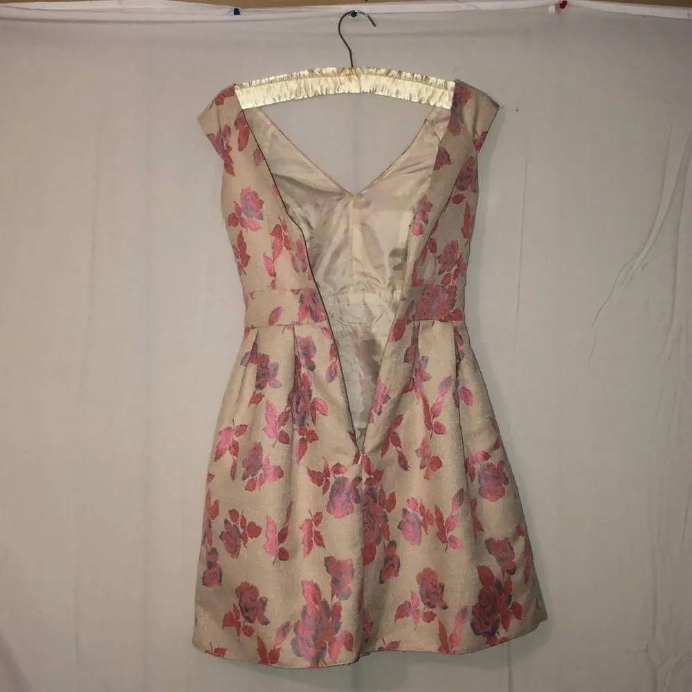 Miss Selfridge Petites Pink Jacquard Floral Dress Vintage 1990s Y2K XS - Image 5