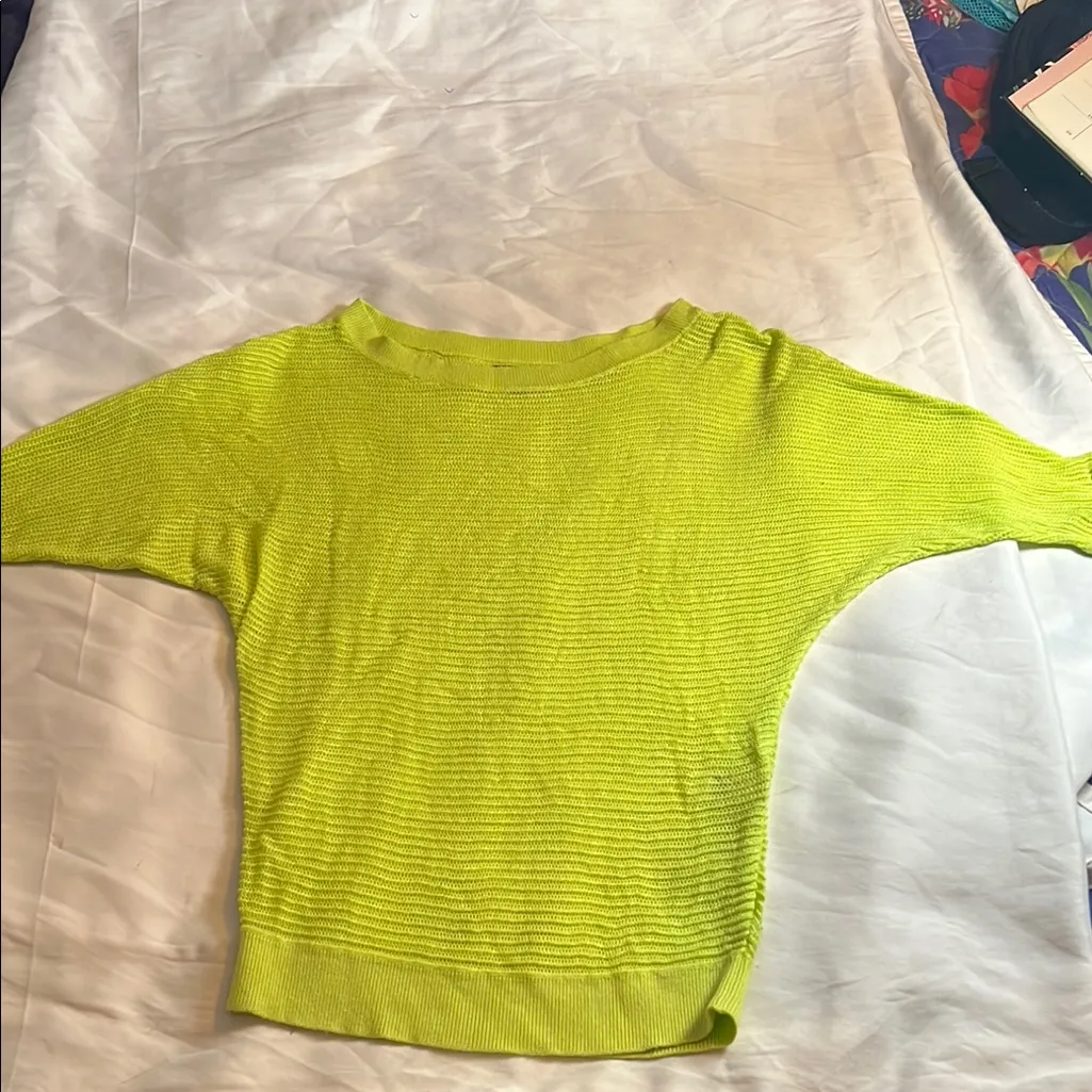 Express Neon Green Knit Sweater xs - Image 2