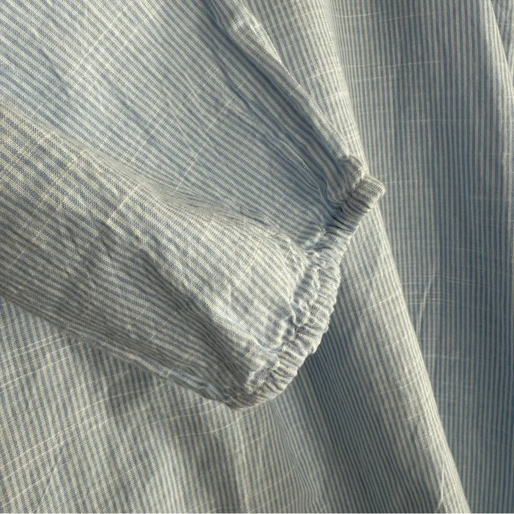 Nautical Coastal Blue White Striped Tunic Embroidered Cotton Classic Summer Top - Image 8