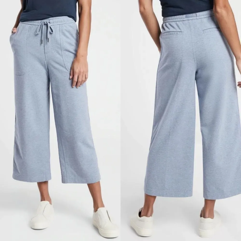 Athleta farallon heathered wide leg‎ crop pants blue women’s size 2 - Image 2