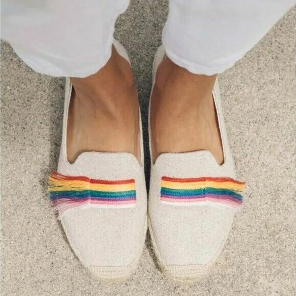NEW Soludos Sand Rainbow Pride Smoking Slipper Espadrille Flat Women's Size 8.5 - Image 2