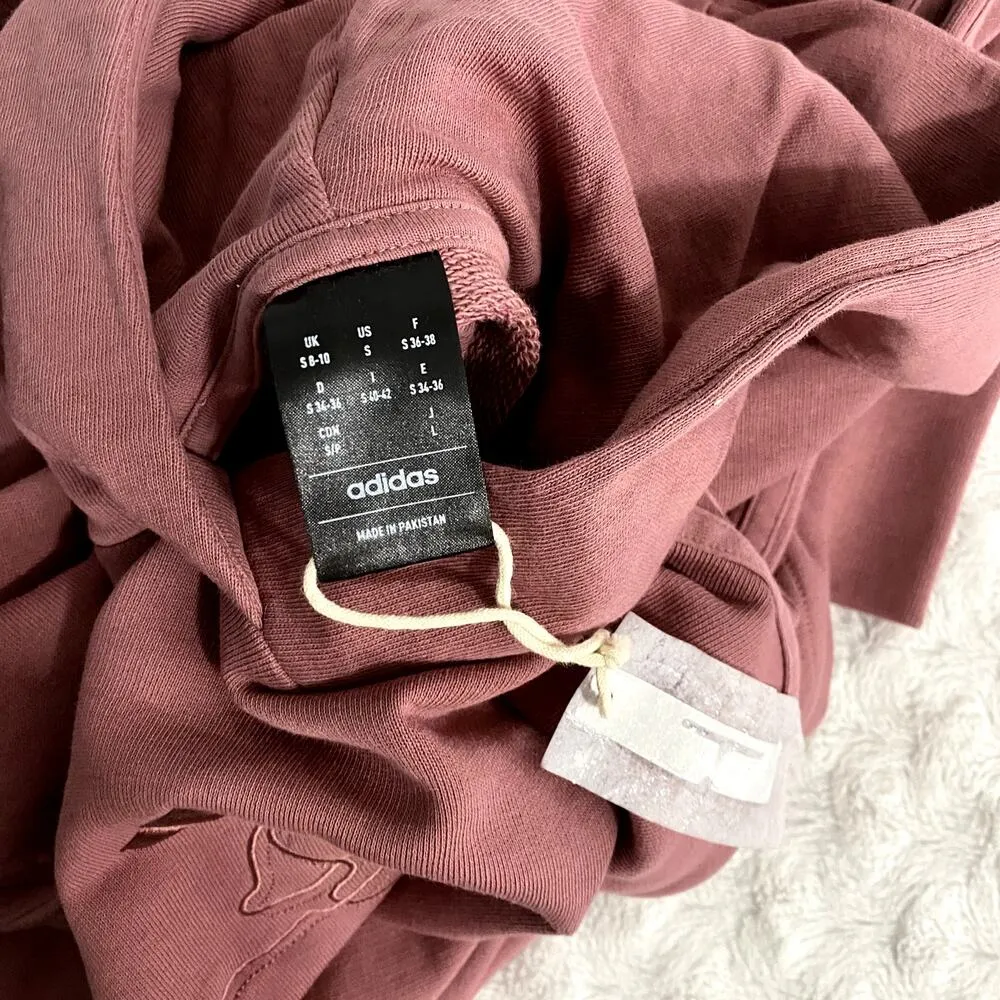 Adidas Rosa Pink Embroidered ALL SZN French Terry 3-Stripes Oversized Hoodie S - Image 6