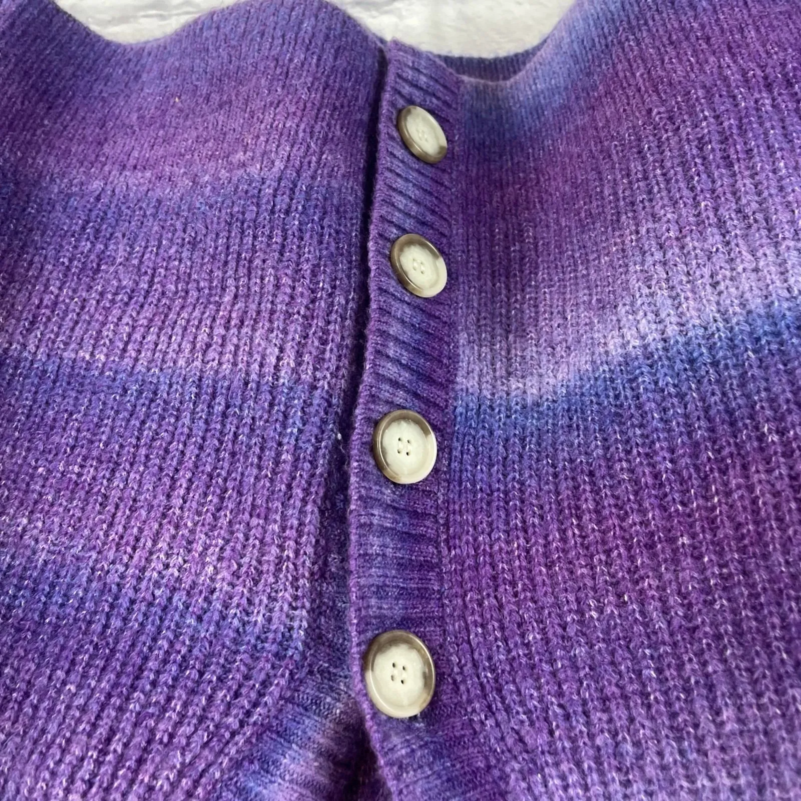 Ann Taylor Loft Spacedye. Ribbed Casual Cozy Preppy Cardigan Size Medium - Image 4