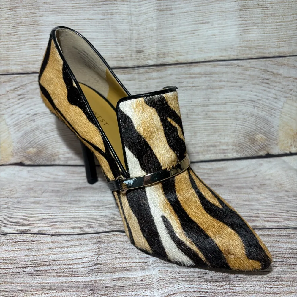 Nine West Sz 8.5 M Animal Print Cow Leather Stiletto Heels - Image 2