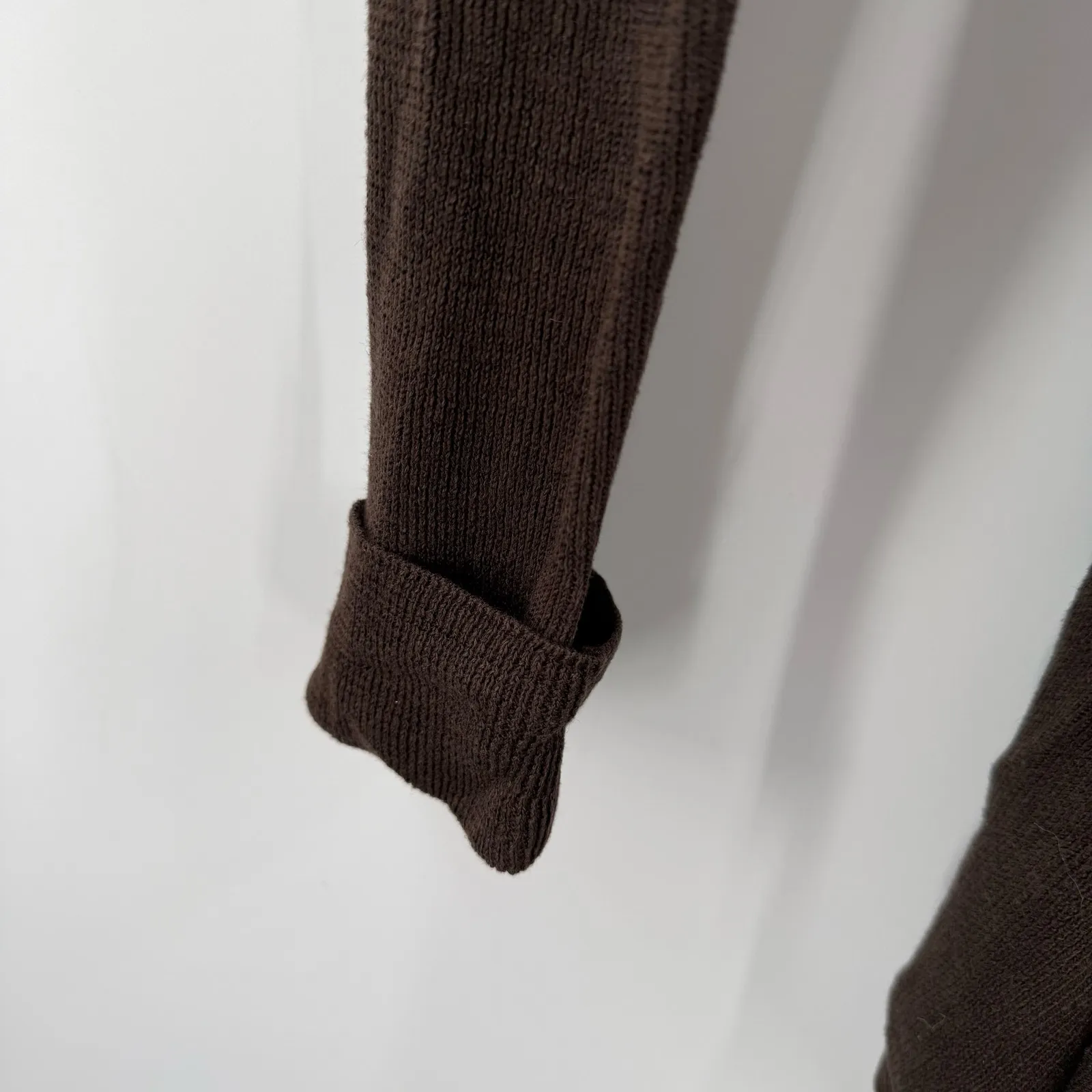 Lafayette 148 Cardigan Size Petite 100% Linen Chocolate Brown Tie Waist Knit - Image 9