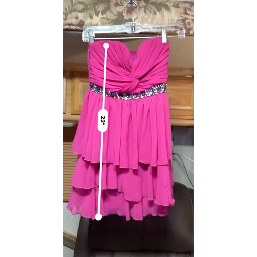 Women's Jodi Kristopher Pink Strapless Beaded Dress Size 1 - Image 7