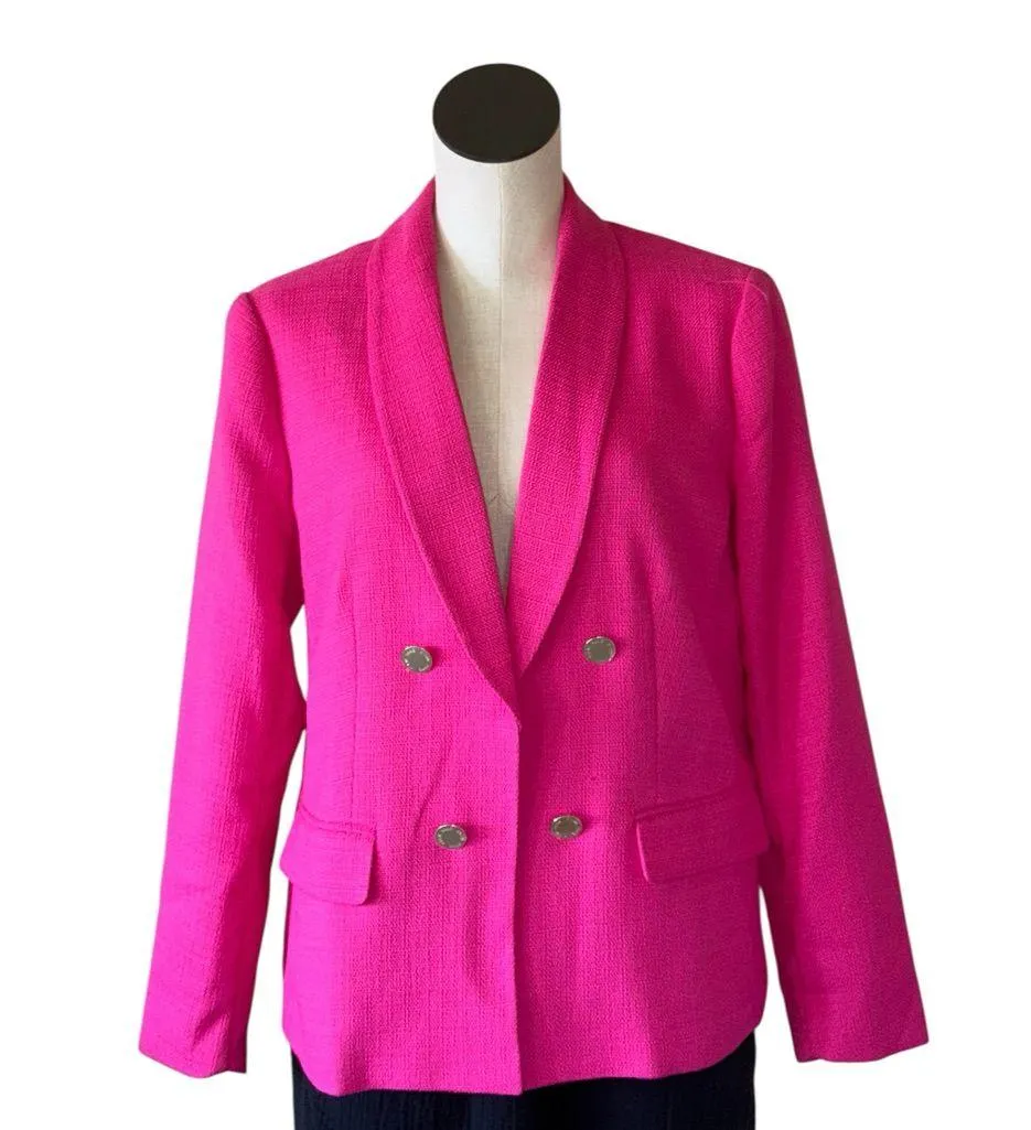 NWT Anne Klein Open Front Textured Gold Button Blazer Large - Image 2