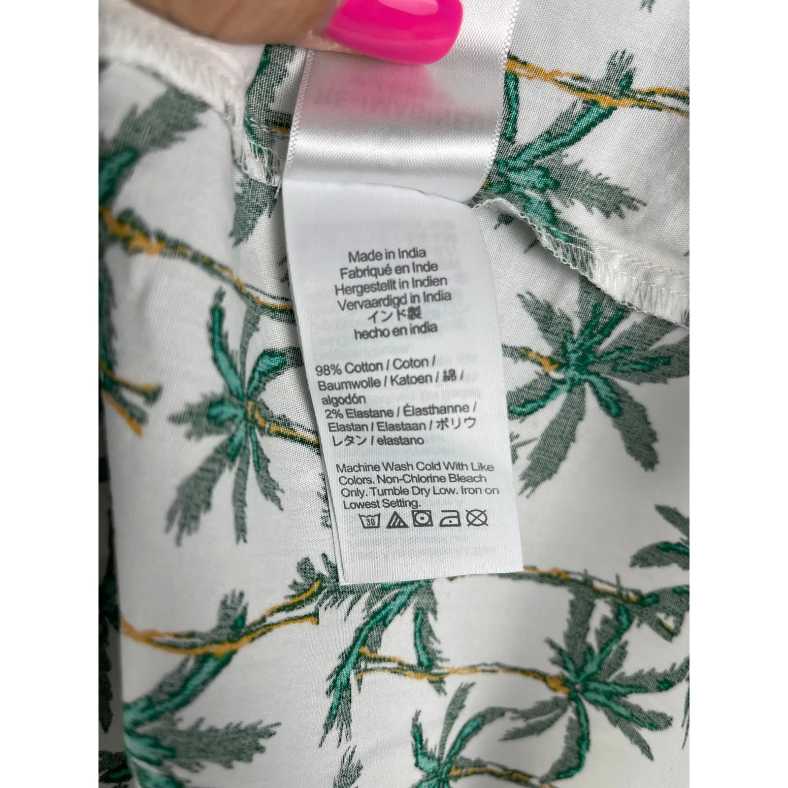 J. Crew Poplin Button Front Palm Tree Short sleeve Bow Tie‎ Top Size Large - Image 8