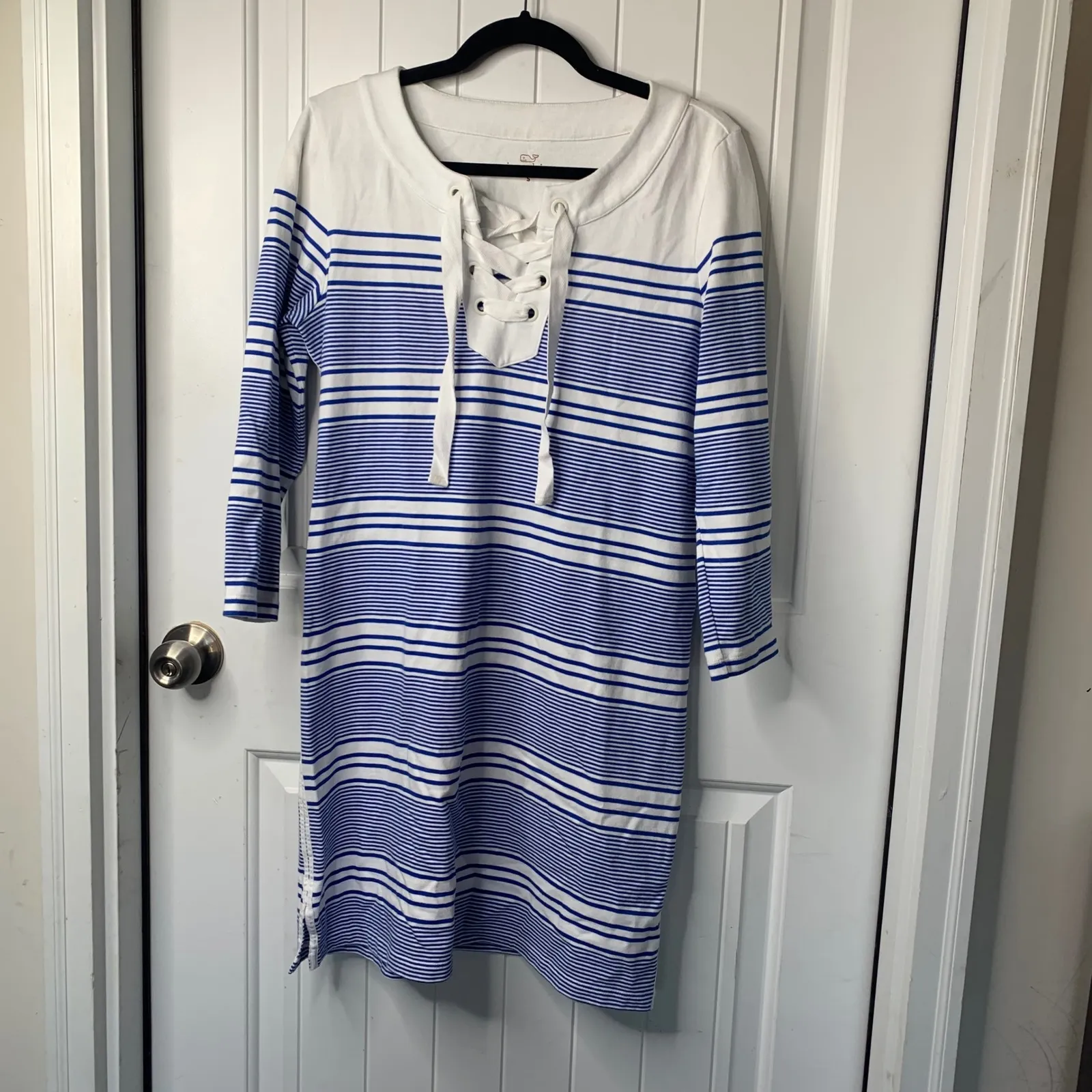 Vineyard Vines blue striped yacht lace up dress size‎ small summer beach preppy - Image 2