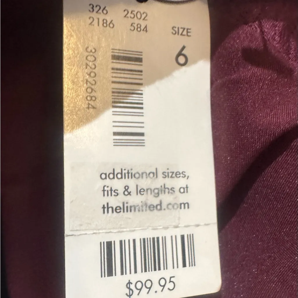 The Limited burgundy wine jacquard print cotton blend  sheath dress size 6 NWT - Image 6