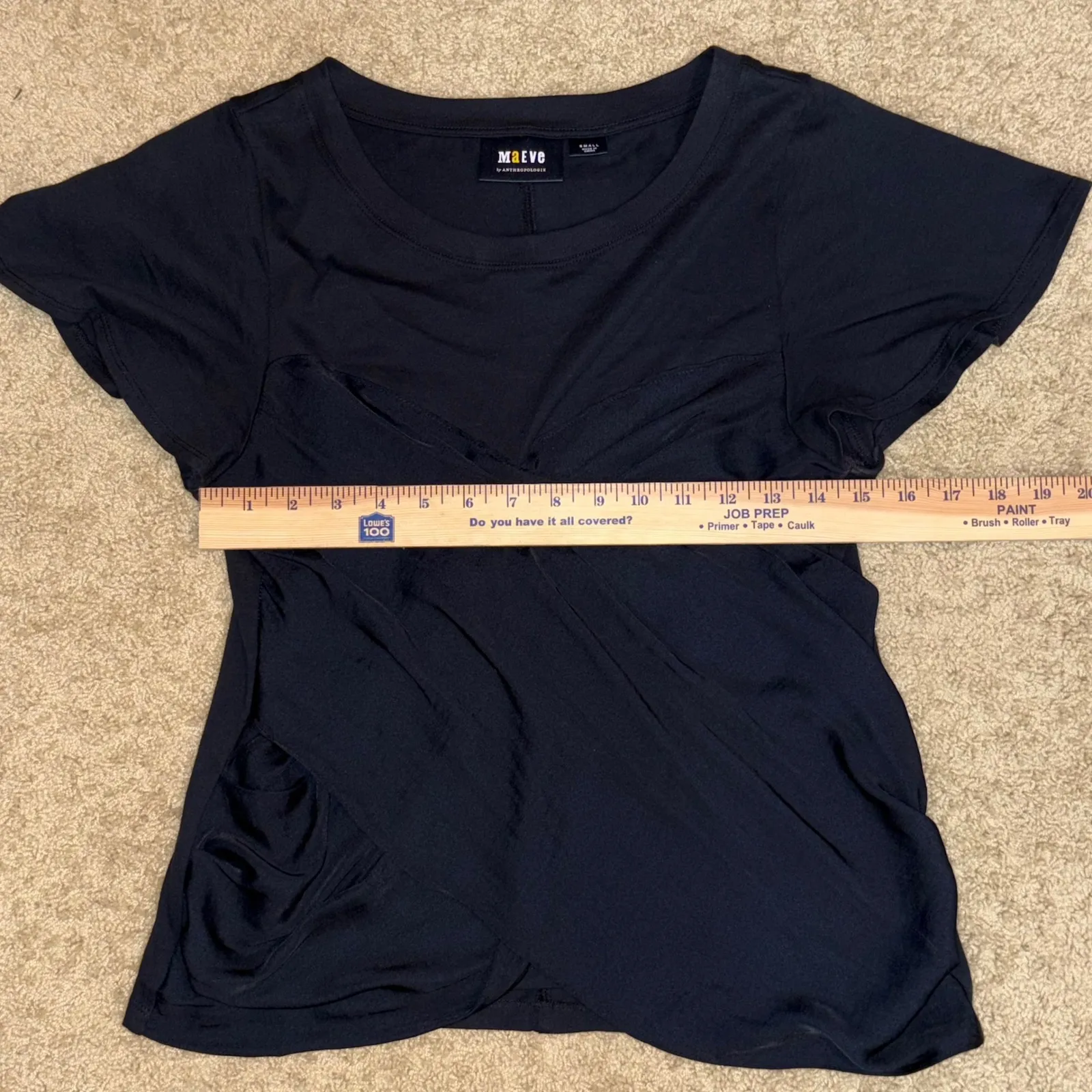 Maeve Anthropologie Black‎ Top Ruched Detail Short Sleeve Small - Image 7