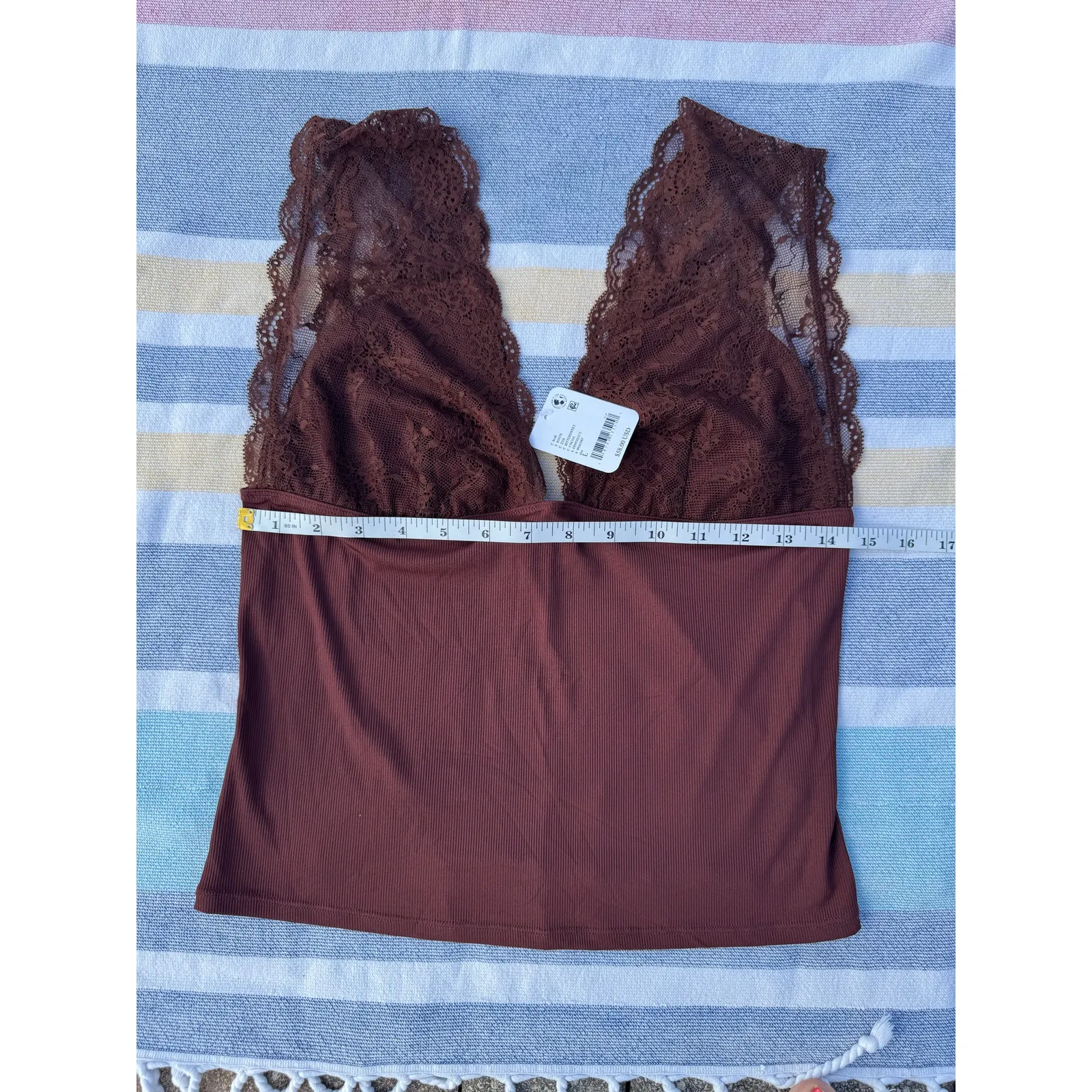 Free People NWT, , Power Play Cami, Color Bittersweet Brown - Size Large - Image 5