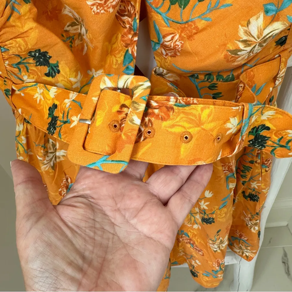 SOLID & STRIPED The Renata cutout orange floral-print linen-blend mini dress - Image 9