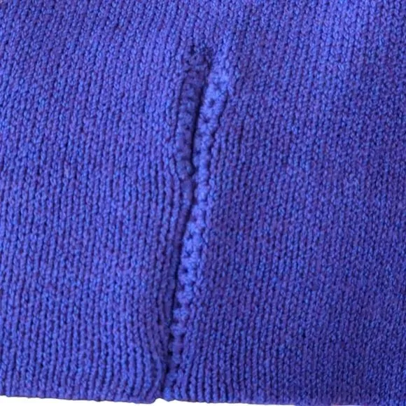 St John Vintage Purple Santana knit Ribbed Midi Dress Gold Buckle Belt Sz 14 Blue - Image 8