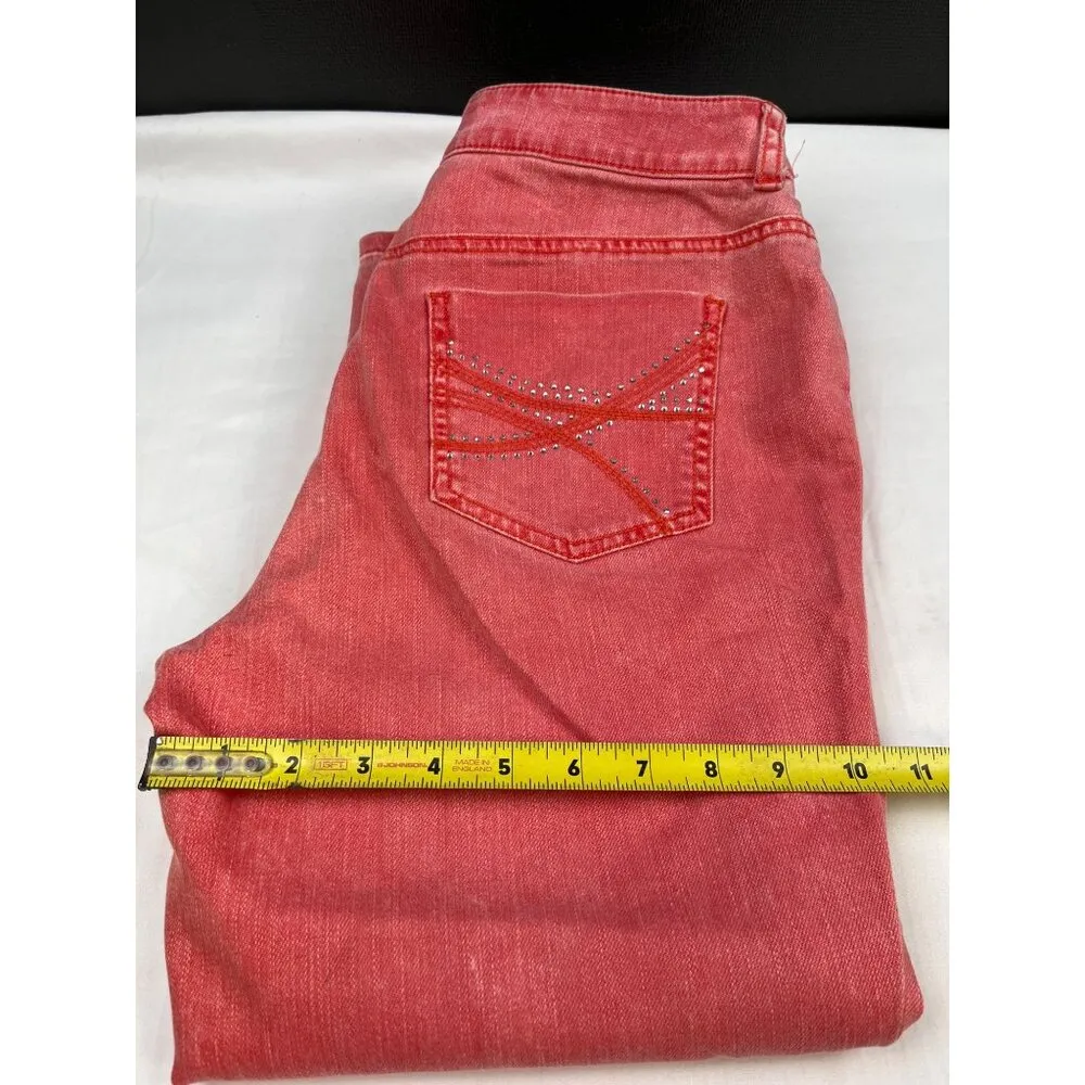 Chicos Platinum Denim Women's Pink Jeans Cropped Size 32 x 22 SKU 4603 - Image 6