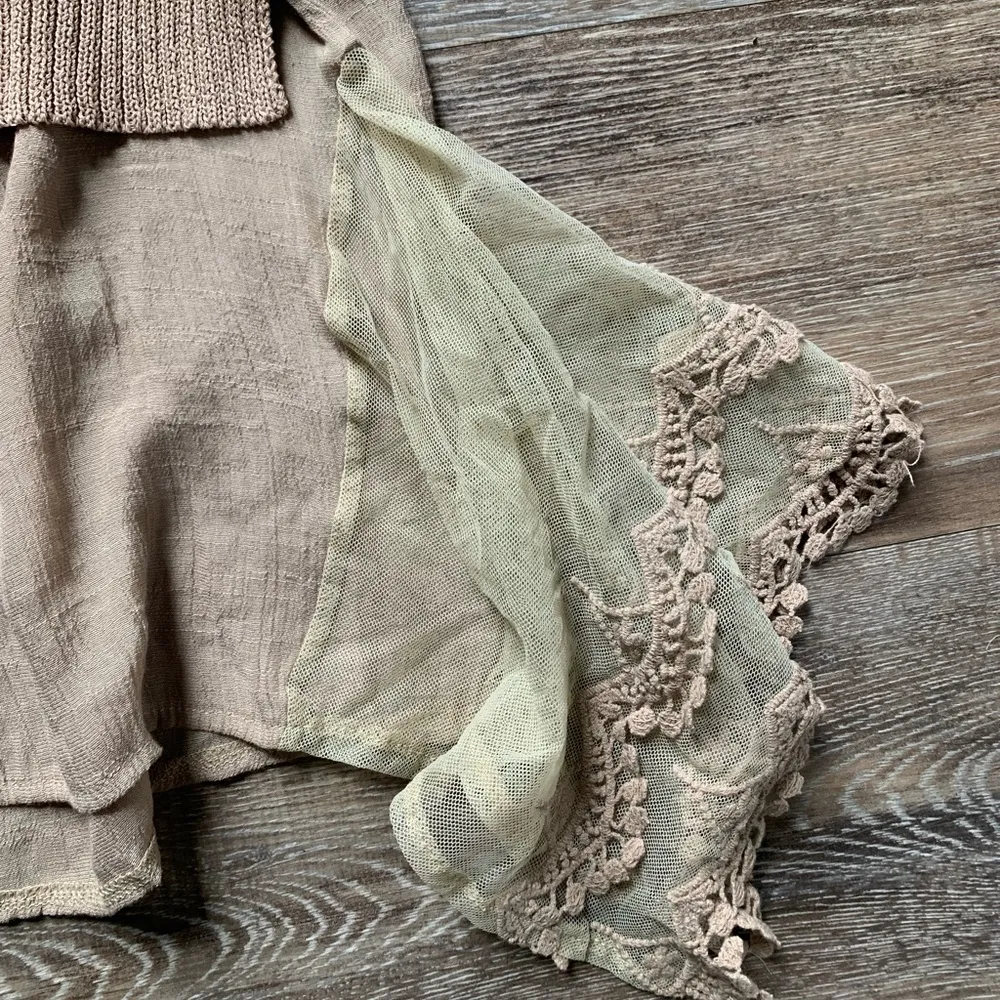 A’reve Beige Knit Boho Top S/M Tan - Image 3
