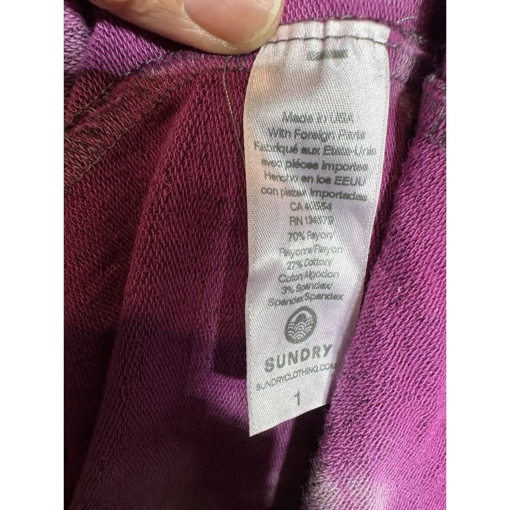 Sundry for Evereve Dress Purple Tie Dye Sleeveless Drawstring Waist Size 1/Small - Image 3