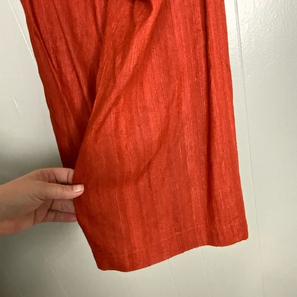 Cache  Silk Burnt Orange Wide Leg Capris & Cropped Jacket Pantsuit Small - Image 12