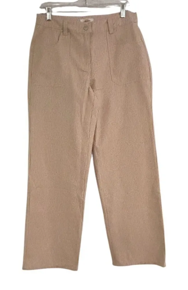 Cali 1850 Los Angeles Beige Cream Striped Wide Leg Pants Size 9 - Image 1