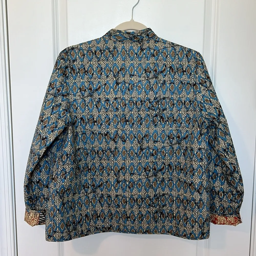 Unique Patterned Quilted Reversible Jacket Blue Size undefined - Image 4