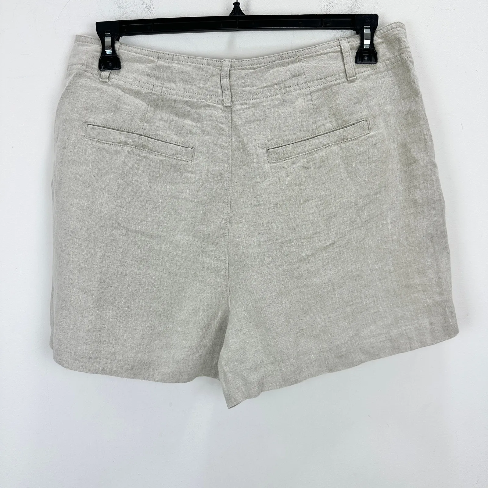 Madewell Pintucked Shorts in 100% Linen Oat Beige High Rise Vacation US 12 NWT - Image 10
