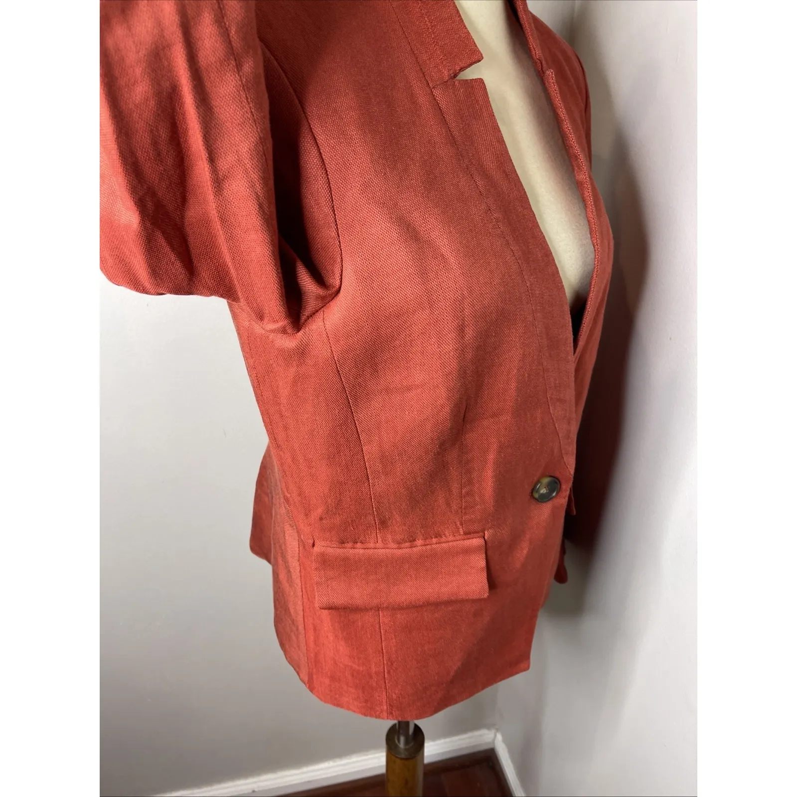 Veronica Beard Farley Dickey Linen Blazer in Clay Sz 10 - Image 5