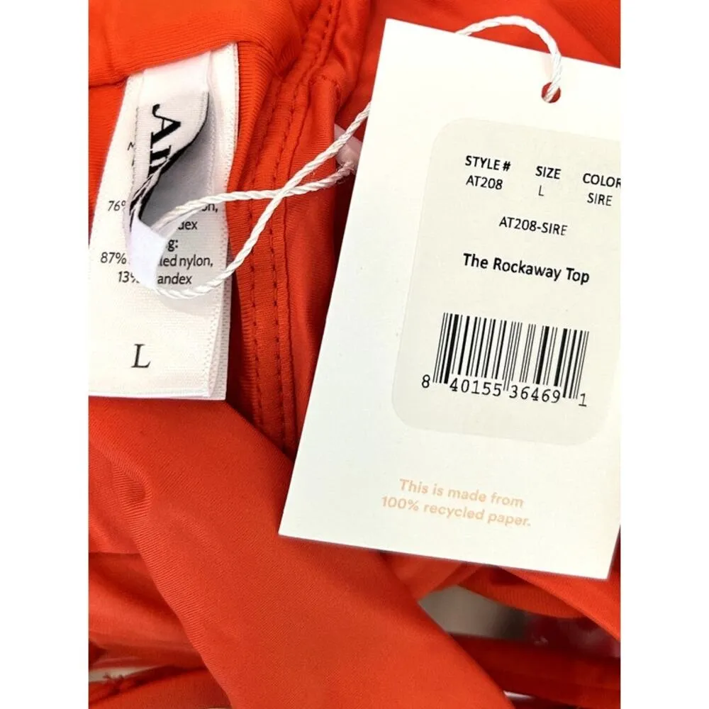 Andie Swim The Rockaway Bikini Swim Top in Siren Orange L NWT - Image 4